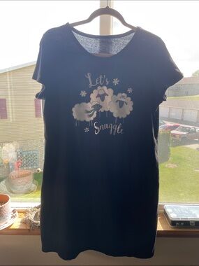 Secret Treasures Black Graphic Nightshirt with Silver Accents